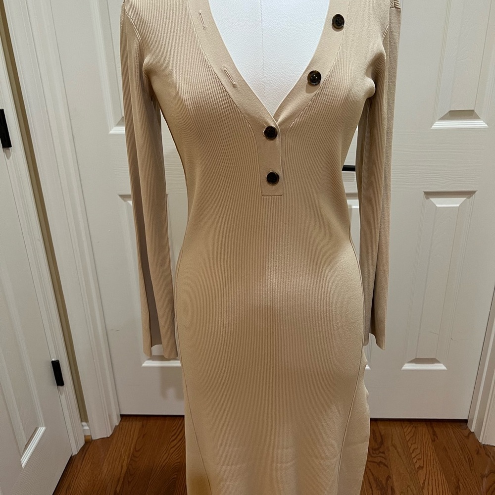 FRAME RIBBED MIDI KNIT DRESS